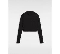 Vans - Camiseta corta de manga larga y cuello perkins Mini Mock Neck, Mujer, Negro, Talla: S