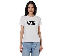 Vans Camiseta WM Drop V SS Crew para Mujer, Blanco y Negro., XS
