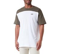 Vans Script Crew Block S/S Camiseta Hombre, White-Grape Leaf, XS