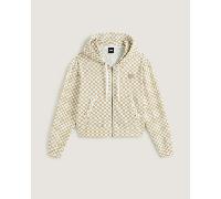 Vans - Sudadera con cremallera integral y diseño ceñido y corto, Mujer, Blanco, Talla: L