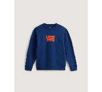 Vans - Sudadera elástica con logotipo y cuello redondo de niños (8-14 años), Azul, Talla: S