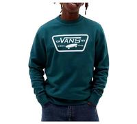 Vans Sudadera para hombre, ajuste regular, manga larga con puños acanalados, longitud estándar, cuello redondo, maxi estampado logotipo en contraste frontal, color petróleo, XS verde oscuro, Aqua