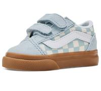 Vans Zapatillas unisex para niños pequeños, talla T Old Skool V, Gum Check Dawn Mist, 13.3 cm