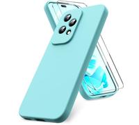 Vansdon Funda Compatible con Honor 200 Lite, 2 Unidades Protector Pantalla Cristal Templado, Silicona Líquida Gel Ultra Suave Funda- Azul Claro