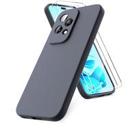 Vansdon Funda Compatible con Honor 200 Lite, 2 Unidades Protector Pantalla Cristal Templado, Silicona Líquida Gel Ultra Suave Funda- Gris Oscuro