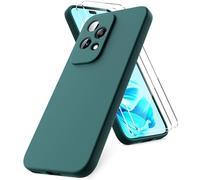 Vansdon Funda Compatible con Honor 200 Lite, 2 Unidades Protector Pantalla Cristal Templado, Silicona Líquida Gel Ultra Suave Funda- Verde Noche