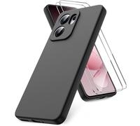 Vansdon Funda Compatible con OPPO Reno 13 FS 5G / OPPO Reno 13 F 5G/4G, 2 Unidades Protector Pantalla Cristal Templado, Silicona Líquida Gel Ultra Suave Carcasa- Negro