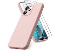 Vansdon Funda Compatible con OPPO Reno 14 F/14 FS 4G/5G, 2 Unidades Protector Pantalla Cristal Templado, Silicona Líquida Gel Ultra Suave Funda- Rosa