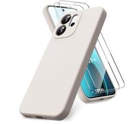 Vansdon Funda Compatible con OPPO Reno 14 F/14 FS 4G/5G, 2 Unidades Protector Pantalla Cristal Templado, Silicona Líquida Gel Ultra Suave Funda- Piedra