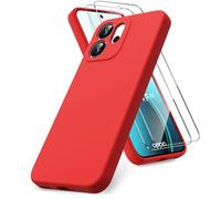 Vansdon Funda Compatible con OPPO Reno 14 F/14 FS 4G/5G, 2 Unidades Protector Pantalla Cristal Templado, Silicona Líquida Gel Ultra Suave Funda- Rojo