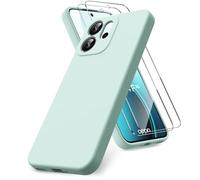 Vansdon Funda Compatible con OPPO Reno 14 F/14 FS 4G/5G, 2 Unidades Protector Pantalla Cristal Templado, Silicona Líquida Gel Ultra Suave Funda- Menta