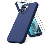 Vansdon Funda Compatible con OPPO Reno 14 F/14 FS 4G/5G, 2 Unidades Protector Pantalla Cristal Templado, Silicona Líquida Gel Ultra Suave Funda- Azul Medianoche