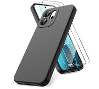 Vansdon Funda Compatible con OPPO Reno 14 F/14 FS 4G/5G, 2 Unidades Protector Pantalla Cristal Templado, Silicona Líquida Gel Ultra Suave Funda- Negro