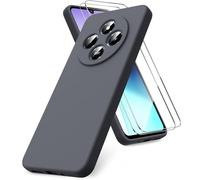 Vansdon Funda Compatible con Xiaomi Redmi 14C/Xiaomi Poco C75, 2 Unidades Protector Pantalla Cristal Templado, Silicona Líquida Gel Ultra Suave Funda- Gris Oscuro
