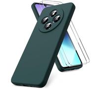 Vansdon Funda Compatible con Xiaomi Redmi 14C/Xiaomi Poco C75, 2 Unidades Protector Pantalla Cristal Templado, Silicona Líquida Gel Ultra Suave Funda- Verde Noche