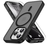 Vansdon Funda Magnética para iPhone 15 Pro MAX con 1 Piezas Cristal Templado, Compatible con Magsafe, Protección contra caídas de Grado Militar, Carcasa translúcida Mate Ultrafina-Negro