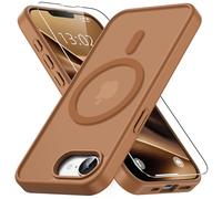 Vansdon Funda Magnética para iPhone 16e / iPhone 17e con 1 Piezas Cristal Templado, Compatible con Magsafe, Protección contra caídas de Grado Militar, Carcasa translúcida Mate Ultrafina-Marrón café