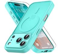 Vansdon Funda Magnética para iPhone 17 Pro con 1 Piezas Cristal Templado, Compatible con Magsafe, Protección contra caídas de Grado Militar, Carcasa translúcida Mate Ultrafina-Azul Verde