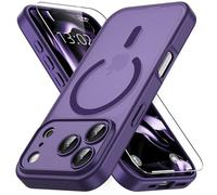 Vansdon Funda Magnética para iPhone 17 Pro MAX con 1 Piezas Cristal Templado, Compatible con Magsafe, Protección contra caídas de Grado Militar, Carcasa translúcida Mate Ultrafina-Morado Oscuro