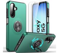 Vansdon Funda para Samsung Galaxy A17 4G/5G con 2 Piezas Cristal Templado, Carcasa Militar a Prueba de Golpes para Samsung A17, Estuche para Soporte Giratorio Magnético de 360°-Verde Noche