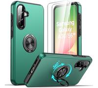 Vansdon Funda para Samsung Galaxy A56/A36 5G con 2 Piezas Cristal Templado, Carcasa Militar a Prueba de Golpes para Samsung A56/A36 5G, Estuche para Soporte Giratorio Magnético de 360°-Verde Noche