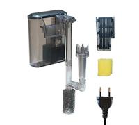 VANSUKY Filtro Colgante 3-en-1 para Nano-Acuarios - para hasta 15 L (Profundidad 30 cm) | Caudal Regulable, Skimmer Superficial, Carbón Activo & Esponja biológica incluidos