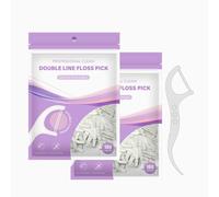 VANSUKY Palillos de hilo dental de doble línea, 200 unidades (paquete de 2 x 100), alcance posterior, hilo dental más delgado y fuerte, resistente a las trituraciones, eliminación de placa y cuidado