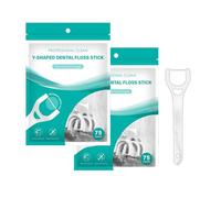 VANSUKY Palillos de hilo dental en forma de Y, 150 unidades (paquete de 2 x 75), alcance posterior, hilo dental más delgado y fuerte, resistente a las trituraciones, eliminación de placa y cuidado de