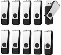 Vansuny Memoria USB de 1 GB, 10 unidades, 1 GB, 2.0, 1 GB, con tapa de metal, para ordenador, ordenador portátil, PC, TV, radio de coche, color negro