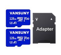 Vansuny Tarjeta Micro SD 128GB 2 Pack con Adaptador SD Micro 128GB Velocidad de 100 MB/s (A1, UHS-I, Clase 10, U3, V30)