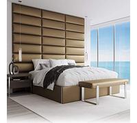 VANT Paneles de Pared Con Detalles Tapizados - Paquetes de 4 - Fácil de Instalar - Cabecera Gemelo - Tamaño Gigante (Oro Metalizado, 91cm Ancho)