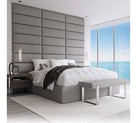 VANT Paneles de pared con detalles tapizados - Paquetes de 4 - Fácil de instalar - Cabecera Gemelo - Tamaño Gigante (Ante Gris Antracita, 76cm Ancho)