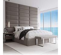 VANT Paneles de Pared con Tapizados - Paquetes 4 - Fácil de Instalar - Cabecera Gemelo - Tamaño Gigante (Peluche Terciopelo Gótico Gris, 76cm Ancho)
