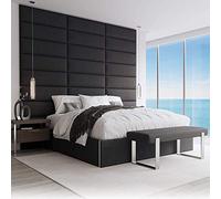 VANT Tapizado Cabecero - Paneles de pared Accent - Packs de 4 - Fácil de instalar - Cama individual y doble (76cm de ancho, Weave Steal Black)