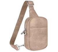 Vantamo Bolso bandolera para mujer, correa ajustable, RFID y clip anticarterista, bolsa cruzada para mujer, paquete de piel sintética, Sand / Sand, Bandolera