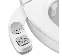 Vantency Bidet WC no eléctrico - Inodoro japonés - Dos boquillas autolimpiantes - Diseño de botones - Fácil de usar (plateado)