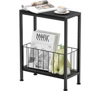 Vantimo Mesa Auxiliar Estrecha con Soporte para Revistas,Mesita de Noche Estrecha, Pequeña Mesa de Centro Que Ahorra Espacio para Salón Dormitorio Estudio Pasillo y Baño 20 x 43 x 58 cm