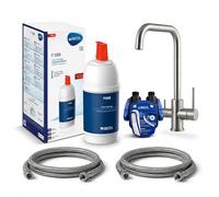 VANTO INOX - Grifo de cocina de 3 vías, acero inoxidable 304, grifo de cocina de alta presión, filtro de agua potable con BRITA P1000, cabezal de filtro de mangueras y adaptadores | Caño en U