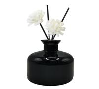 VANTOBEST 1 botella difusora de vidrio redonda de 200 ml para botella de aromaterapia de caña, recipiente de aceites esenciales, botellas de vidrio decorativas, tarros difusores para accesorios de