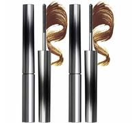 Vantora Iron Wand Mascara, Lashique Metal Wand Mascara, 3D Curling Eyelash Iron Mascaras, Waterproof & Sweatproof Lengthening & Curling Mascaras, Smudge-Proof (2Pcs Brown)