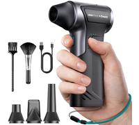 VANTRUE POWER T150 Plumero de aire eléctrico inalámbrico de 110000 rpm, mini soplador ajustable de 3 engranajes con carga rápida, soplador de polvo para computadora, teclado, casa, exterior y coche