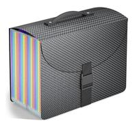Vanulee Caja organizadora de archivos con 25 bolsillos, carpetas de archivos, caja archivadora expandible de archivos Concertina para documentos A4, facturas de papel, recibos, mango de plástico resis
