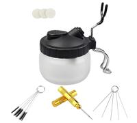 Vanwoke Kit limpiador aerógrafo con botella, recipiente para la limpieza con soporte, 5 cepillos para la limpieza, 5 agujas para la limpieza, 1 rasqueta para la limpieza