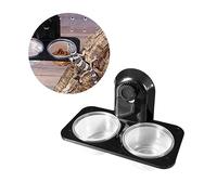 VANZACK 1 Pieza alimentador de Reptiles para Mascotas Comedero para Reptiles Bebedero para Reptiles Accesorios de Comida de Cuenco de Cristal para Comida de Mascotas Black