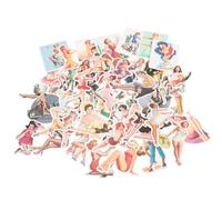 VANZACK 100 Piezas Pegatinas Decorativas Mujer Vintage Impermeables para Equipaje Portátil y Botellas Calcomanías Temáticas para Habitaciones y Scrapbooking Diseño Retro DIY