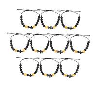 VANZACK 10piezas Pulseras Deportivas De Madera Cruces Pulseras De Béisbol y Sóftbol Adultos Joyería Deportiva Cómoda Para Actividades Al Aire