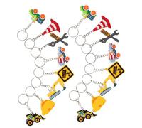 VANZACK 16 piezas Llaveros de Construcción para Fiesta Infantil Colgantes de PVC con Camión Cementero Excavadora Bulldozer y Tractor Recuerdos Resistentes para Regalos para Cumpleaños y