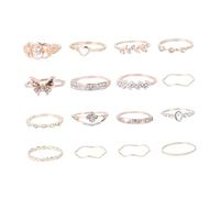 VANZACK 16piezas Anillos De Gemas Para Mujer Conjunto De Imitación Delicada y Duradera Joyería Para Niñas y Dama Para Uso Diario y Ocasiones Especiales