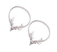 VANZACK 2 Abrazaderas Elásticas para Cortinas Diseño de Alce Metálico Plateado, Sujeciones Decorativas para Cortinas Finas y Gruesas, Ideales para Sala y Dormitorio, sin Necesidad