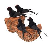 VANZACK 2 Juegos Nido de Golondrina simulado decoración rústica de la Pared del pájaro Adornos de Aves de árbol Ornamento Modelos Golondrina ordenada Adorno de Pared Exterior
